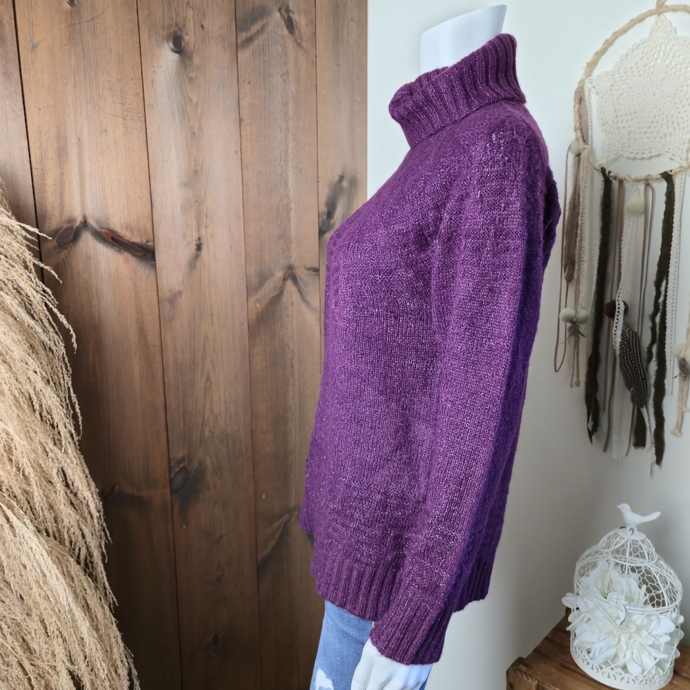 NWT Maurices Purple Turtle Neck Long Sleeve Sparkly Knit Sweater - Picture 3 of 12